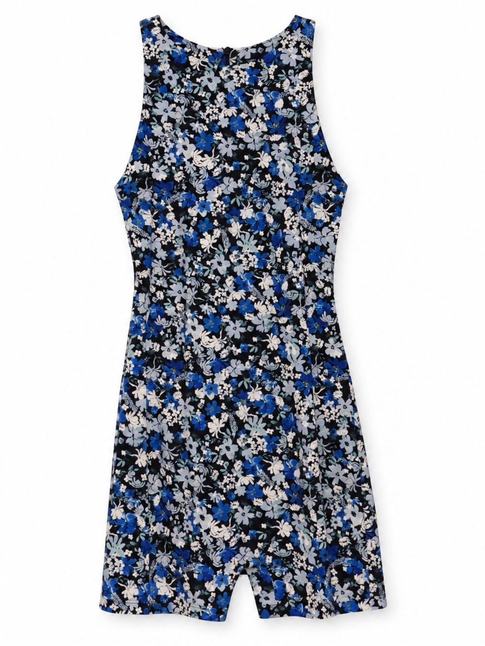 Zara Blue Floral Sleeveless High Neck Romper Size Small
